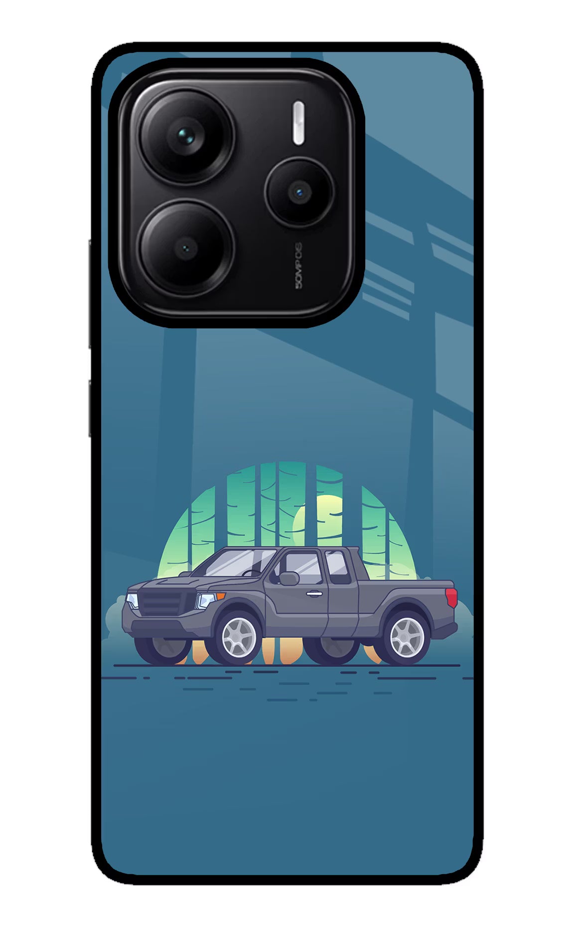 Retro Garage Vibe Redmi Note 14 5G Glass Case Back Cover by Casekaro