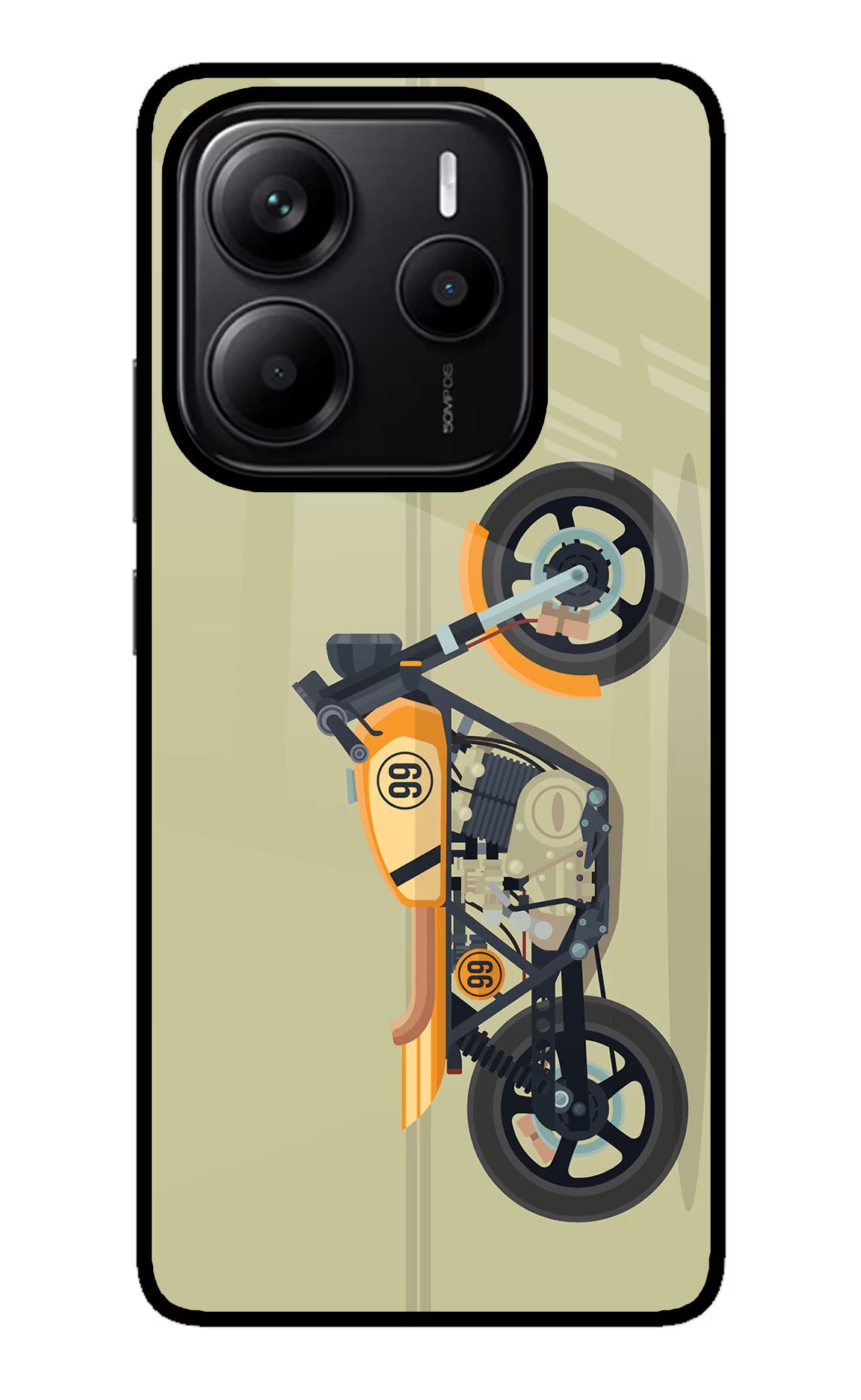 Vertical Speedster Redmi Note 14 5G Glass Case Back Cover by Casekaro