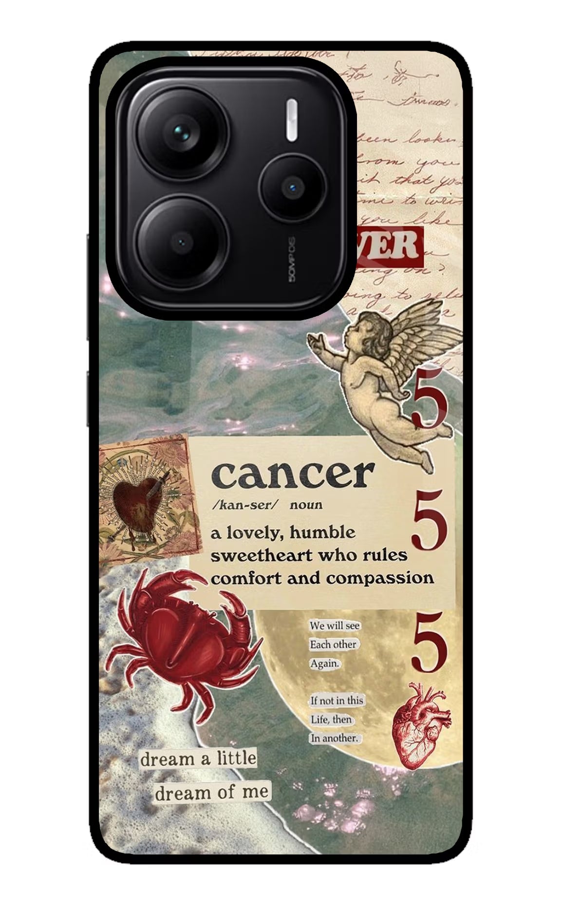 Cancer Zodiac Redmi Note 14 5G Glass Case Back Cover by Casekaro