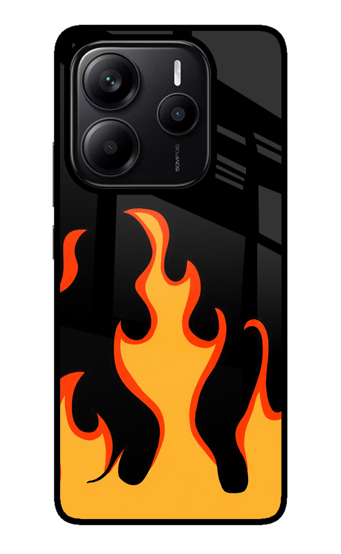Fired Up – Black Redmi Note 14 5G Glass Case Back Cover by Casekaro