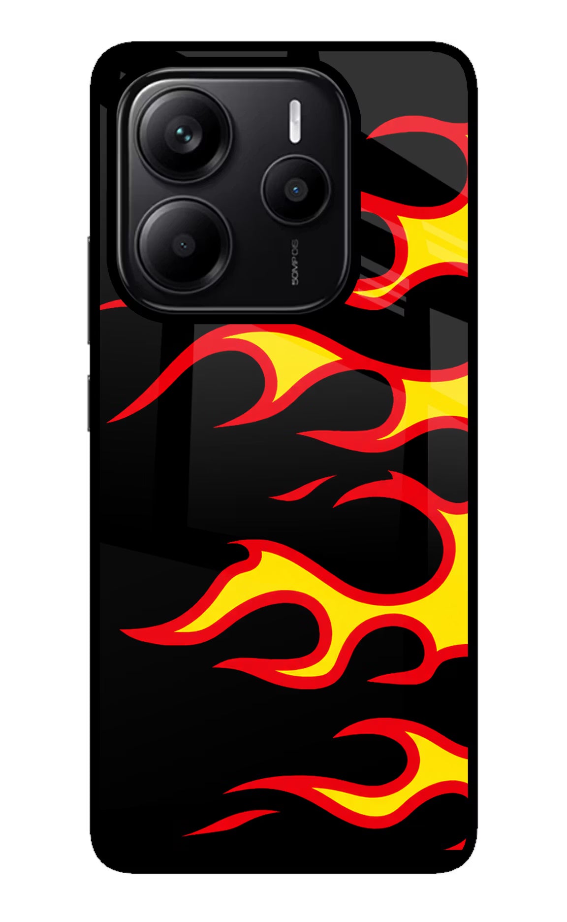 Side Sweep Flames Redmi Note 14 5G Glass Case