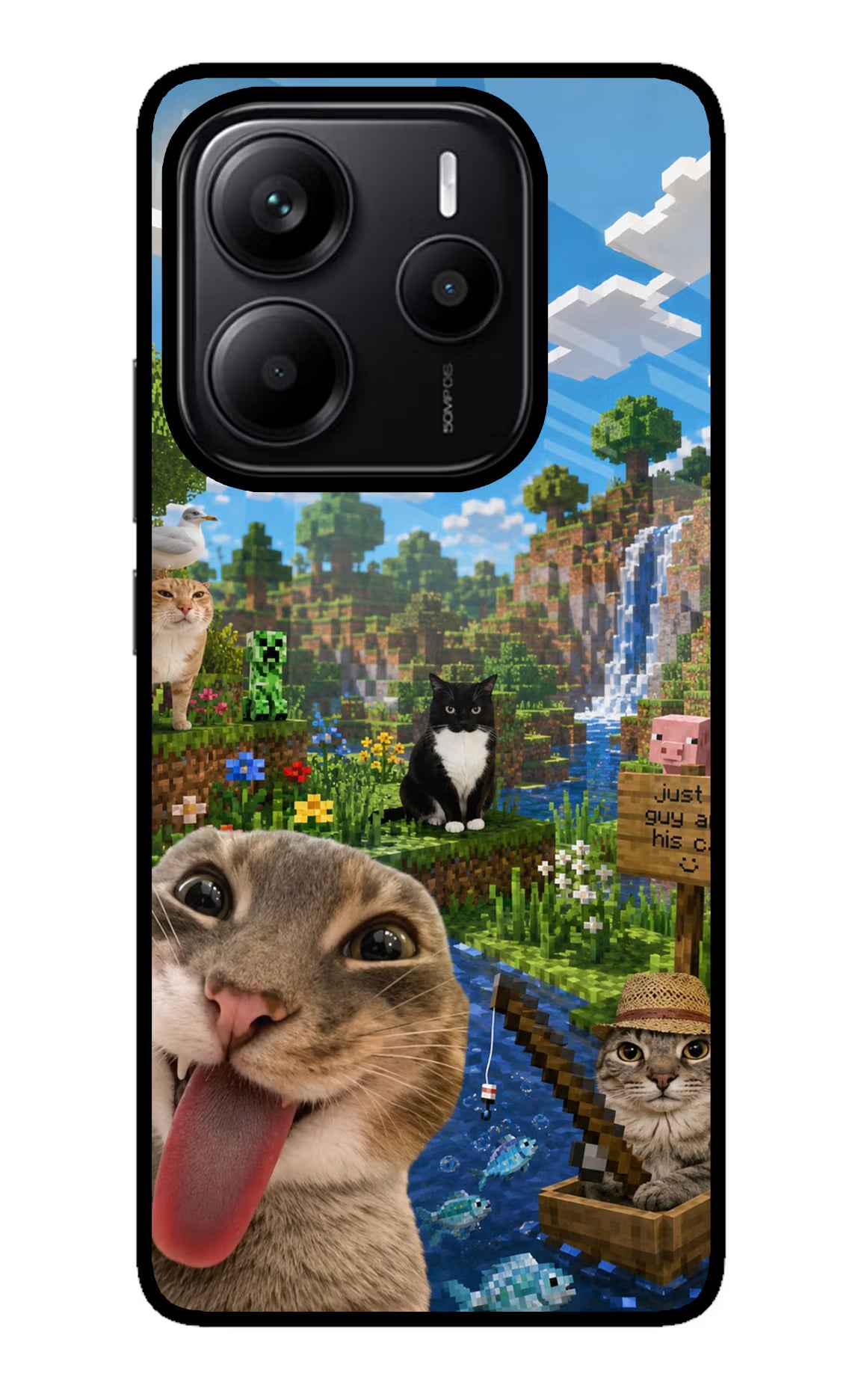 Minecraft Cat Chaos Redmi Note 14 5G Glass Case