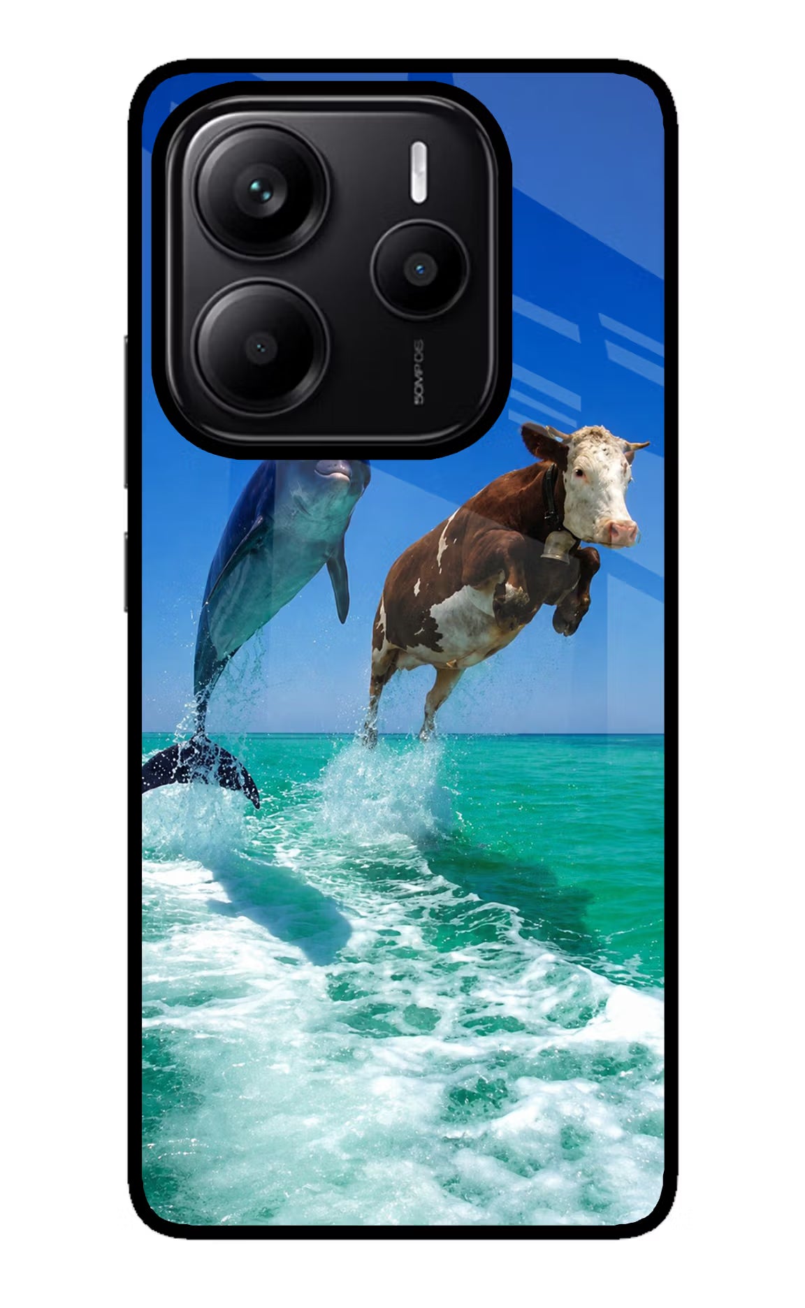Dolphin vs Cow Redmi Note 14 5G Glass Case