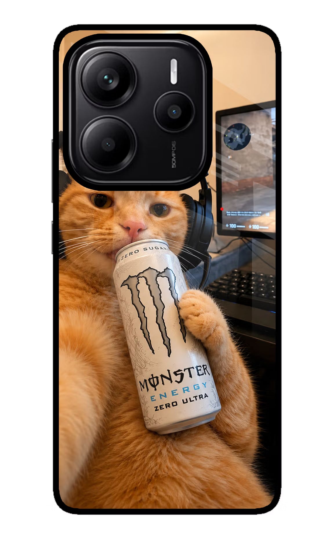 Gamer Cat Energy Redmi Note 14 5G Glass Case