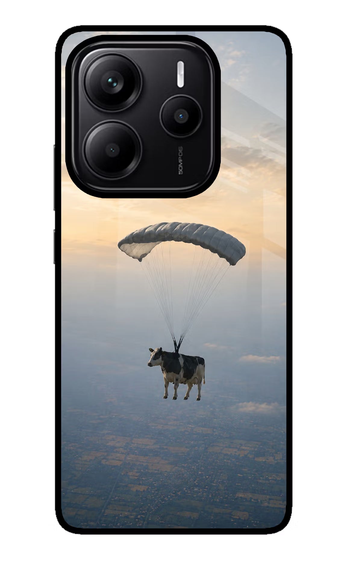 Skydiving Cow Redmi Note 14 5G Glass Case