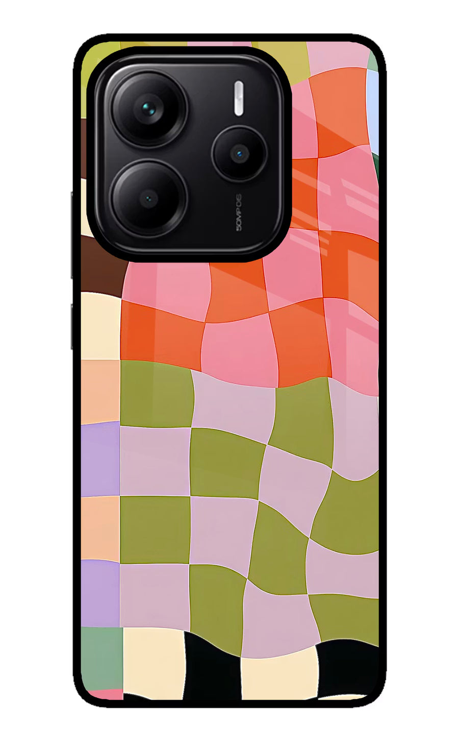 Wavy Grid Redmi Note 14 5G Back Cover, Glass case