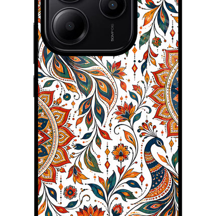 White Mayura Redmi Note 14 5G Glass Case