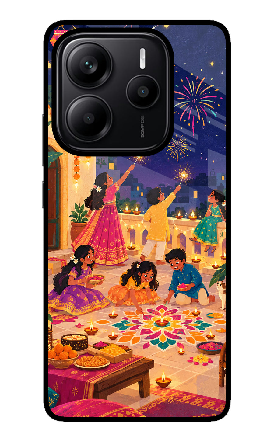 Diwali Night Redmi Note 14 5G Back Cover, Glass case