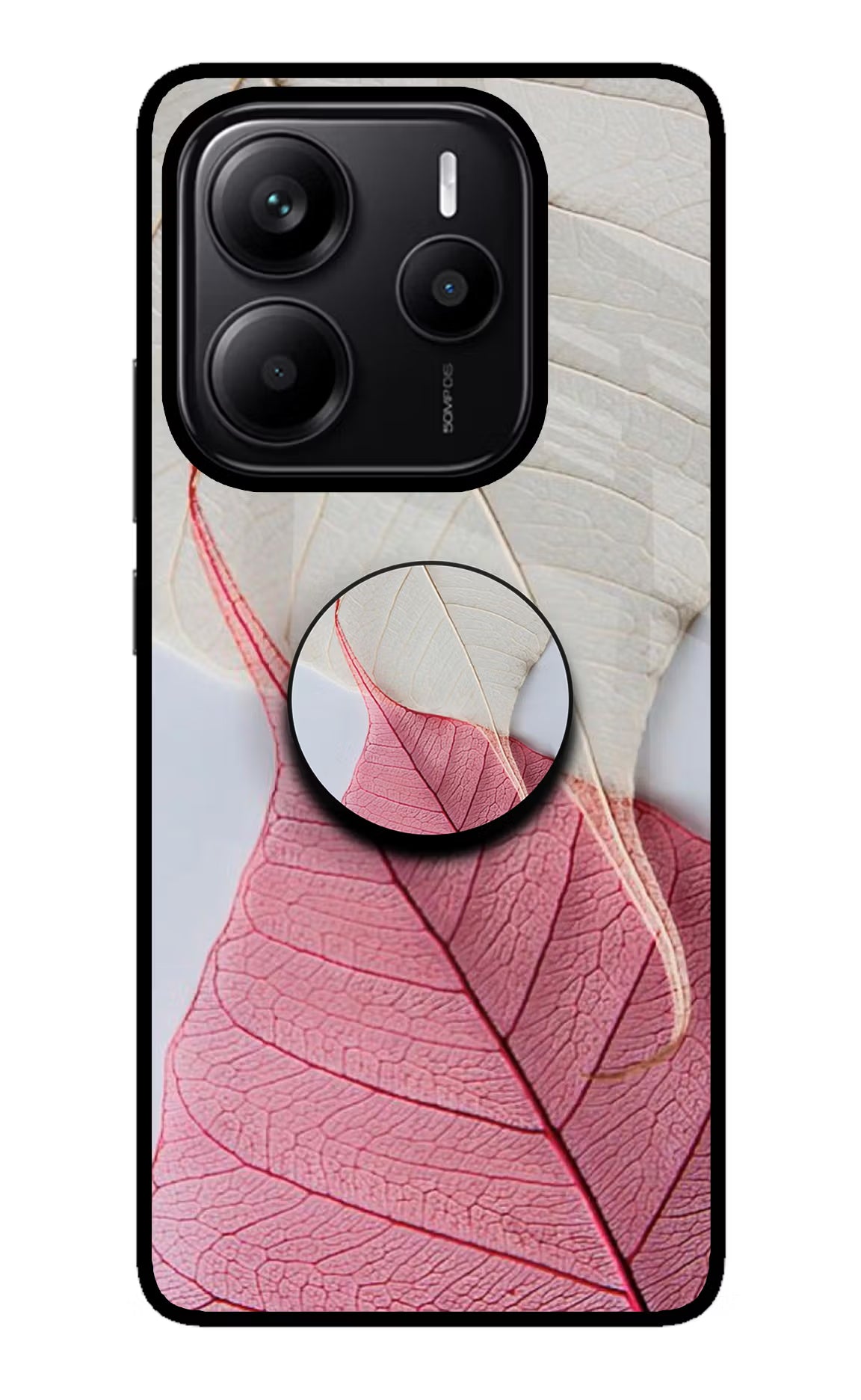 White Pink Leaf Redmi Note 14 5G Pop Case by Casekaro