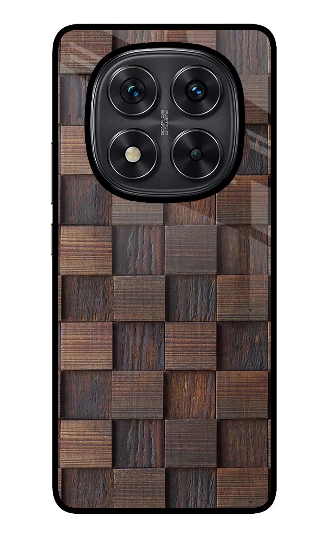 Wooden Cube Design Redmi Note 14 Pro 5G Glass Case Back Cover by Casekaro