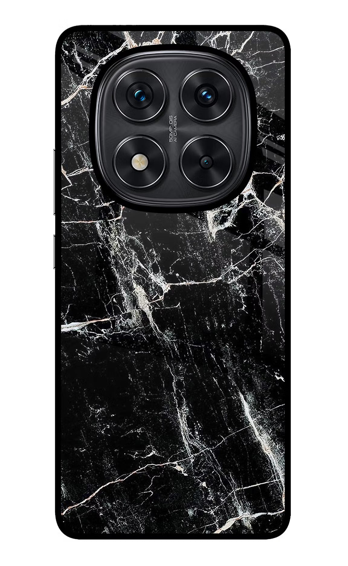 Black Marble Texture Redmi Note 14 Pro 5G Glass Case Back Cover by Casekaro