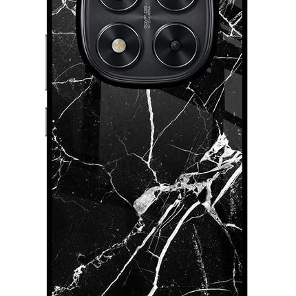 Black Marble Pattern Redmi Note 14 Pro 5G Glass Case Back Cover by Casekaro