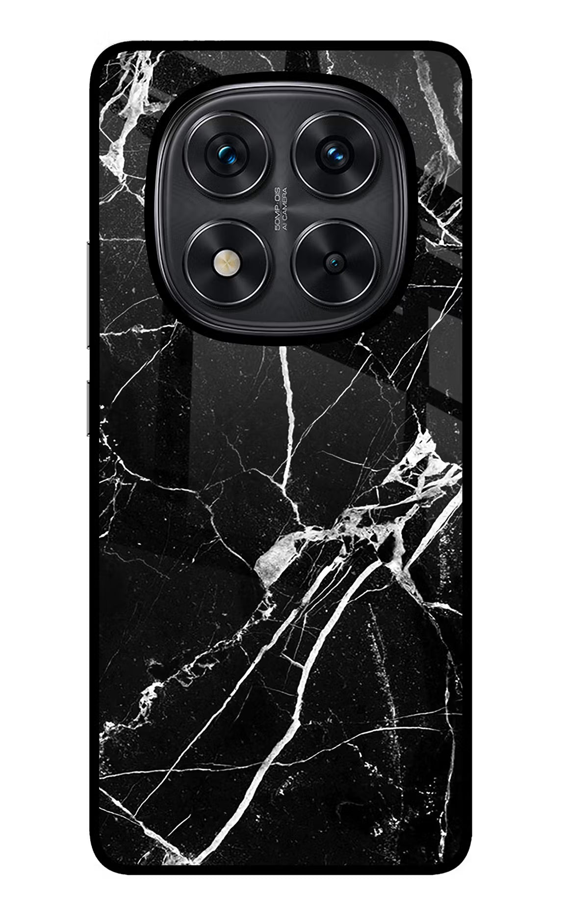 Black Marble Pattern Redmi Note 14 Pro 5G Glass Case Back Cover by Casekaro