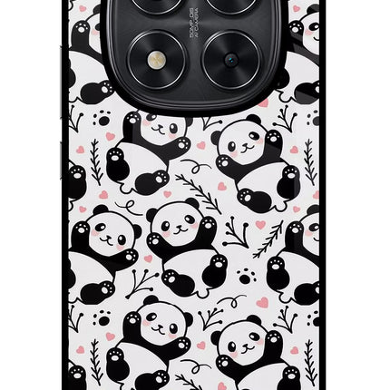 Cute Panda Redmi Note 14 Pro 5G Glass Case Back Cover by Casekaro