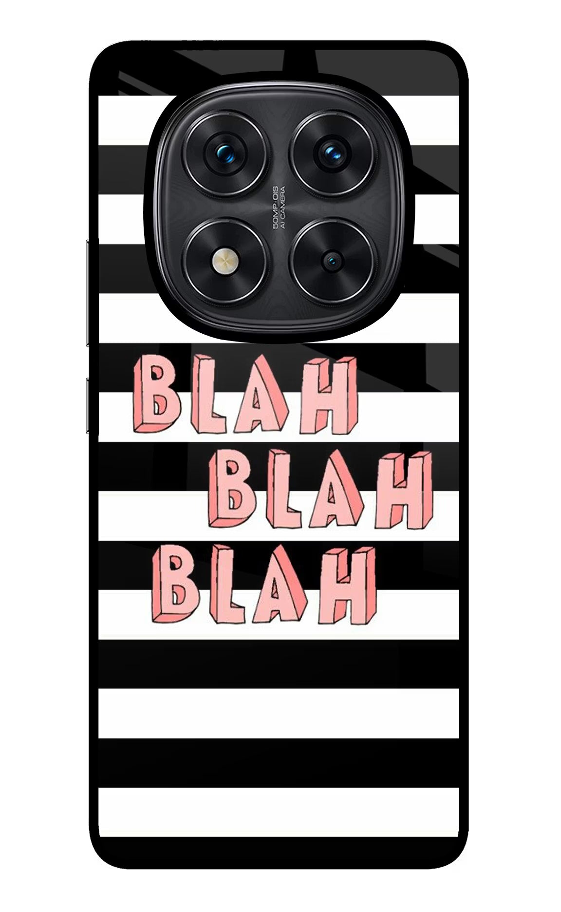 Blah Blah Blah Redmi Note 14 Pro 5G Glass Case Back Cover by Casekaro