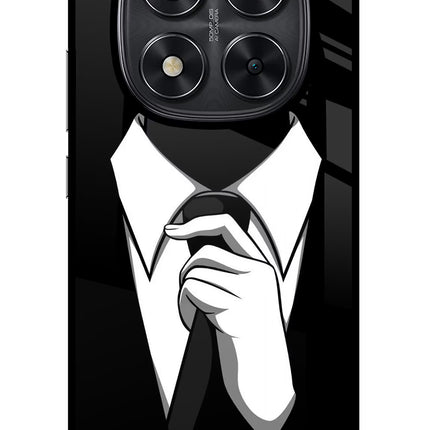 Black Tie Redmi Note 14 Pro 5G Glass Case Back Cover by Casekaro
