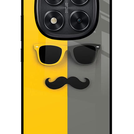 Sunglasses with Mustache Redmi Note 14 Pro 5G Glass Case Back Cover by Casekaro