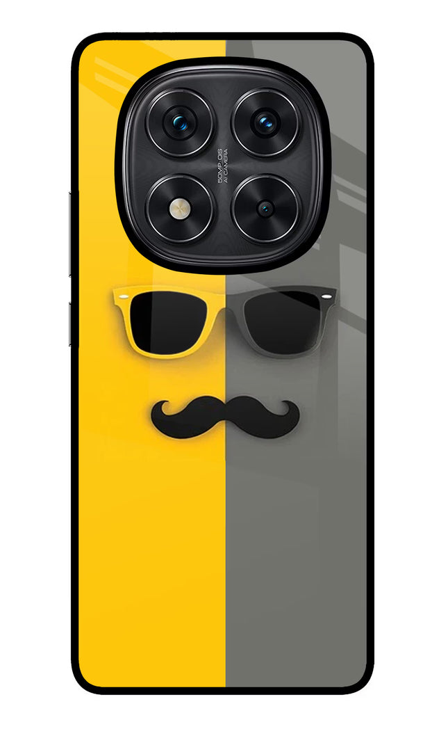 Sunglasses with Mustache Redmi Note 14 Pro 5G Glass Case Back Cover by Casekaro