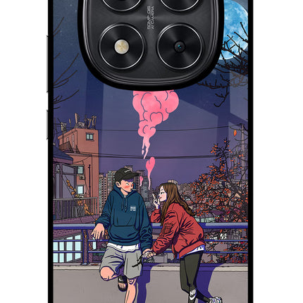 Chilling Couple Redmi Note 14 Pro 5G Glass Case Back Cover by Casekaro