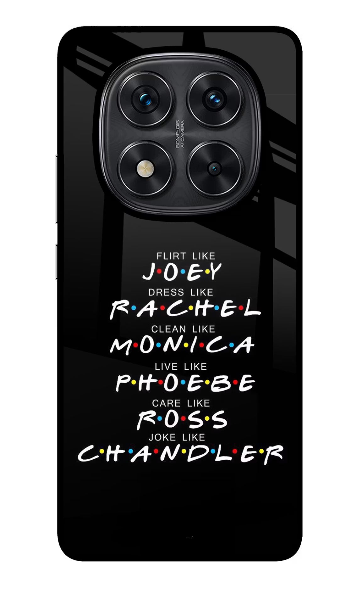 FRIENDS Character Redmi Note 14 Pro 5G Glass Case Back Cover by Casekaro