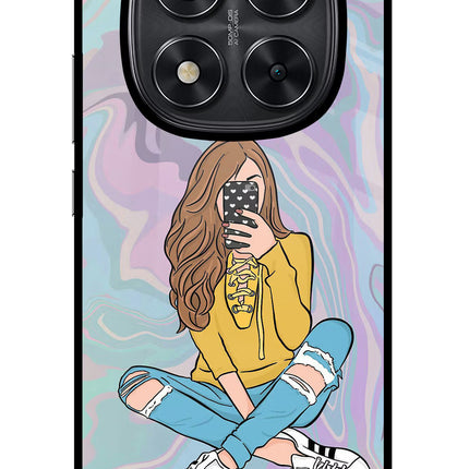 Selfie Girl Redmi Note 14 Pro 5G Glass Case Back Cover by Casekaro