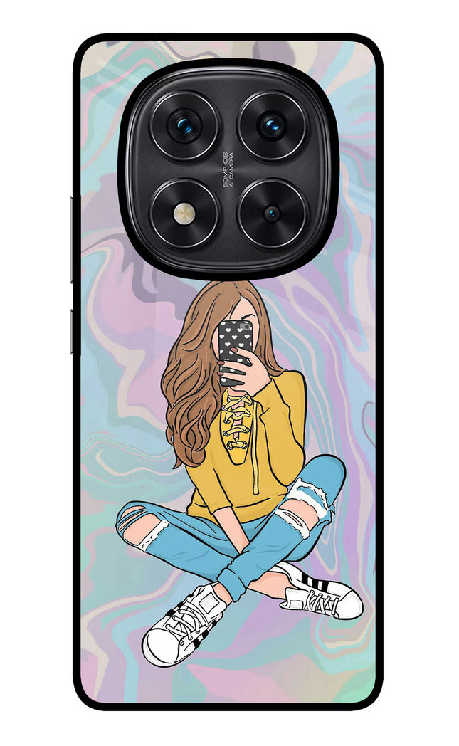 Selfie Girl Redmi Note 14 Pro 5G Glass Case Back Cover by Casekaro