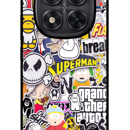 Sticker Bomb Redmi Note 14 Pro 5G Glass Case Back Cover by Casekaro