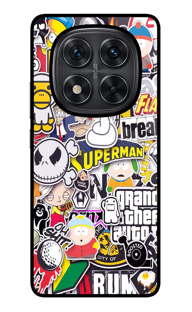 Sticker Bomb Redmi Note 14 Pro 5G Glass Case Back Cover by Casekaro