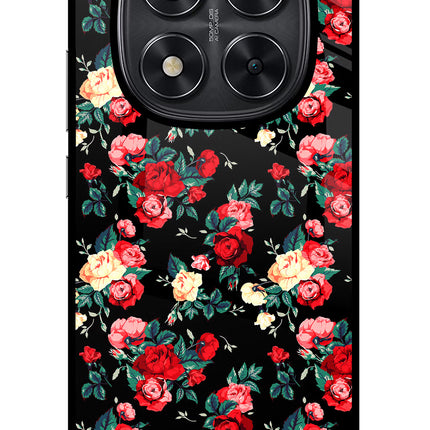 Rose Pattern Redmi Note 14 Pro 5G Glass Case Back Cover by Casekaro