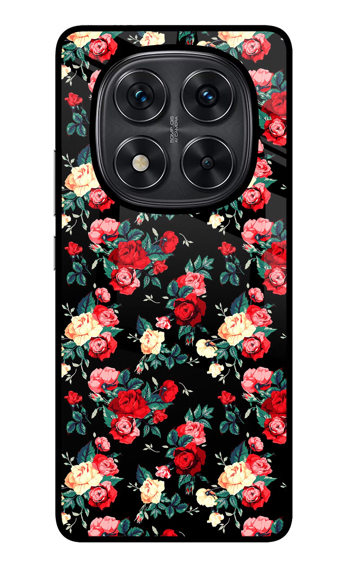 Rose Pattern Redmi Note 14 Pro 5G Glass Case Back Cover by Casekaro