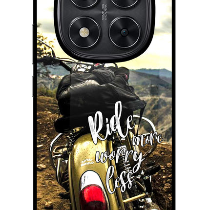 Ride More Worry Less Redmi Note 14 Pro 5G Glass Case Back Cover by Casekaro