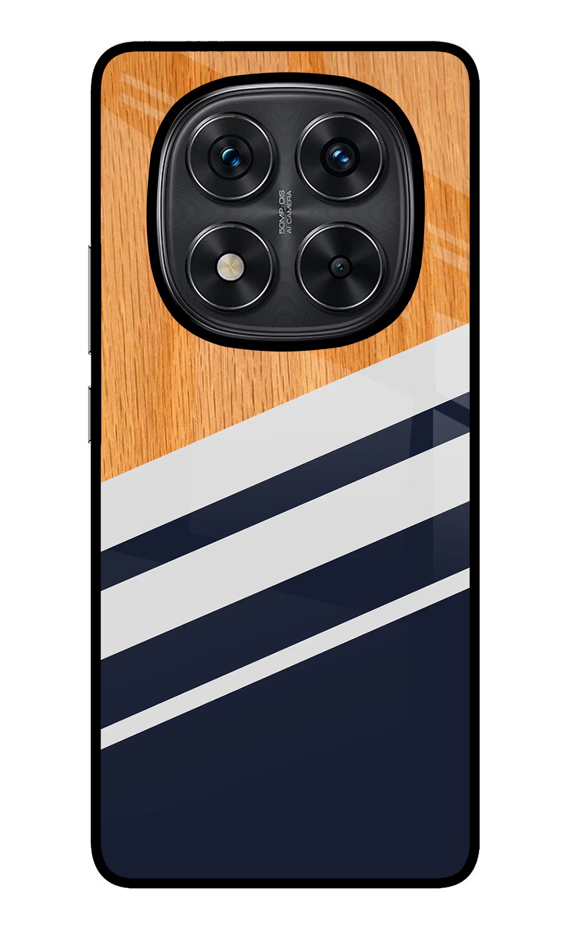 Blue and white wooden Redmi Note 14 Pro 5G Glass Case Back Cover by Casekaro