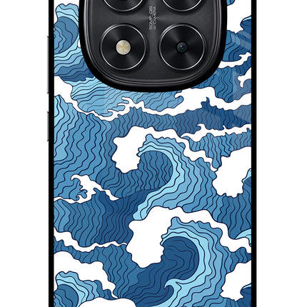 Blue Waves Redmi Note 14 Pro 5G Glass Case Back Cover by Casekaro