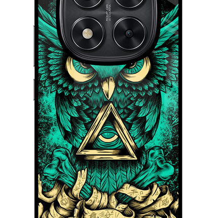 Green Owl Redmi Note 14 Pro 5G Glass Case Back Cover by Casekaro