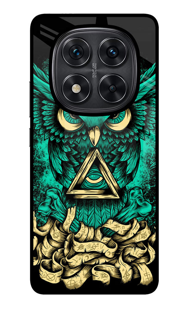 Green Owl Redmi Note 14 Pro 5G Glass Case Back Cover by Casekaro