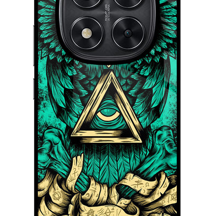 Green Owl Redmi Note 14 Pro 5G Glass Case Back Cover by Casekaro