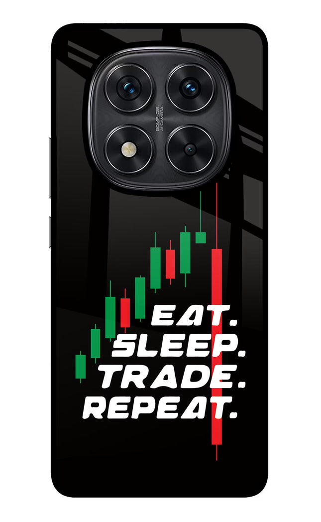 Eat Sleep Trade Repeat Redmi Note 14 Pro 5G Glass Case Back Cover by Casekaro