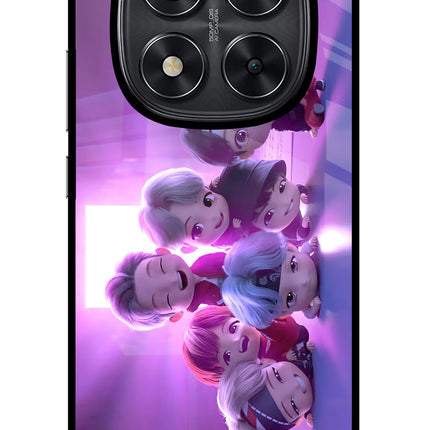 BTS Chibi Redmi Note 14 Pro 5G Glass Case Back Cover by Casekaro