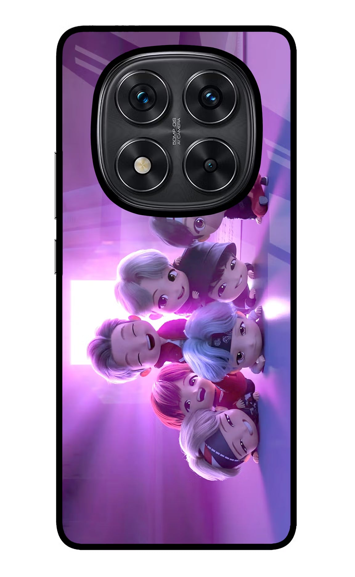 BTS Chibi Redmi Note 14 Pro 5G Glass Case Back Cover by Casekaro
