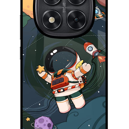 Cartoon Astronaut Redmi Note 14 Pro 5G Glass Case Back Cover by Casekaro