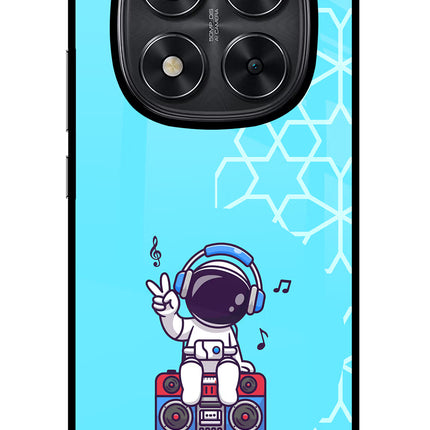 Cute Astronaut Chilling Redmi Note 14 Pro 5G Glass Case Back Cover by Casekaro