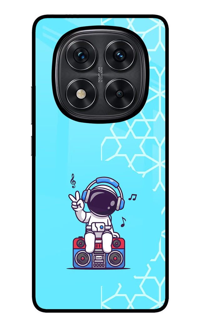 Cute Astronaut Chilling Redmi Note 14 Pro 5G Glass Case Back Cover by Casekaro