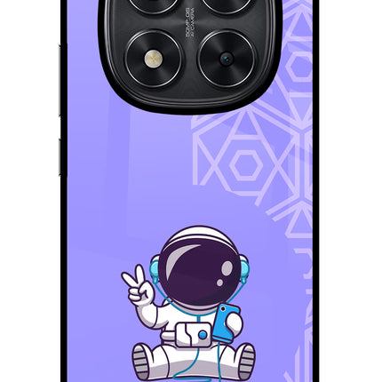 Cute Astronaut Chilling Redmi Note 14 Pro 5G Glass Case Back Cover by Casekaro