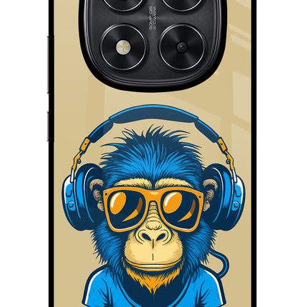Monkey Headphone Redmi Note 14 Pro 5G Glass Case Back Cover by Casekaro