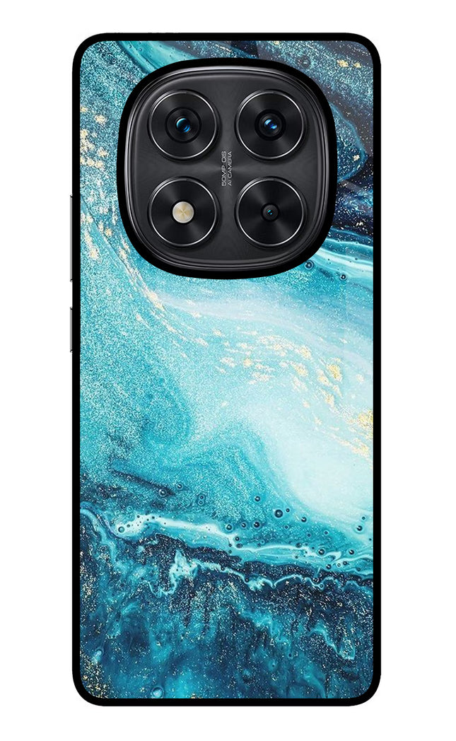 Blue Glitter Marble Redmi Note 14 Pro 5G Glass Case Back Cover by Casekaro