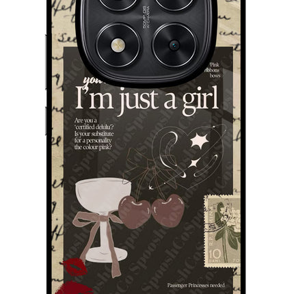 I am just a girl Redmi Note 14 Pro 5G Glass Case Back Cover by Casekaro