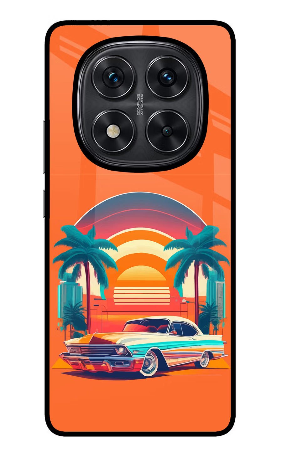 Palm Drive 80s Redmi Note 14 Pro 5G Back Cover, Glass case