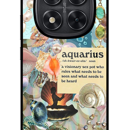 Aquarius Zodiac Redmi Note 14 Pro 5G Glass Case Back Cover by Casekaro