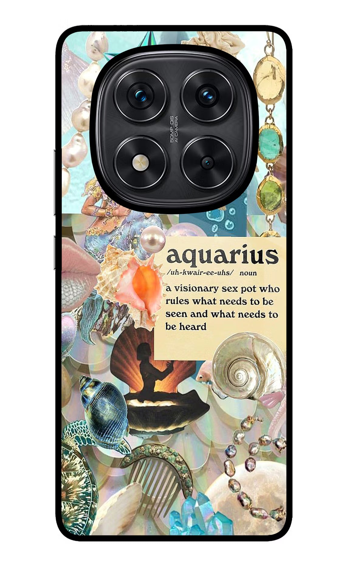 Aquarius Zodiac Redmi Note 14 Pro 5G Glass Case Back Cover by Casekaro