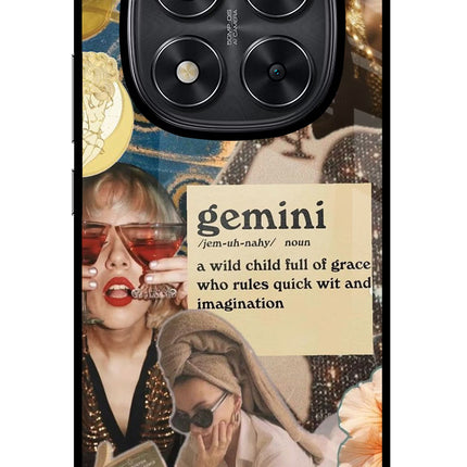 Gemini Zodiac Redmi Note 14 Pro 5G Glass Case Back Cover by Casekaro